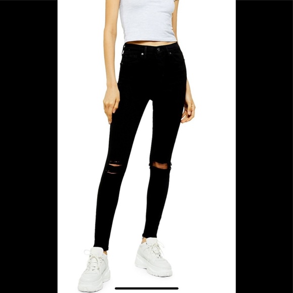 TOPSHOP Petite ripped Jamie Skinny Jeans in black - Picture 4 of 9